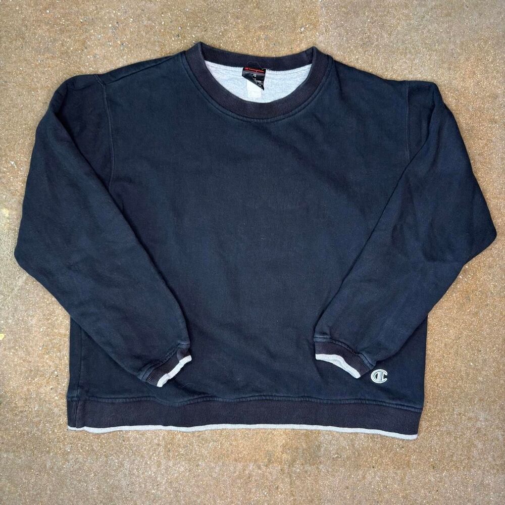 Champion Black Crewneck Sweatshirt Embroidered C Logo Men's‎ Large